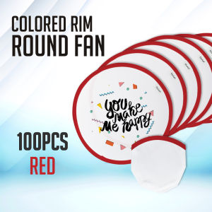 100pcs Quaff Blank Printable Foldable Round Fan White with Rim Color