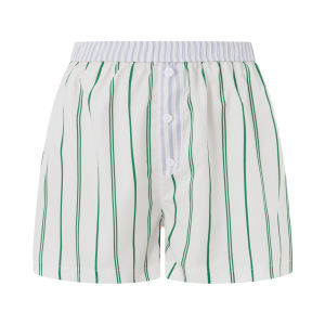 【COD&Local】Womens Pajama Boxer Shorts Stripe Buttons Elastic Waist Comfy Sleep Shorts Summer Casual Pajama Bottoms