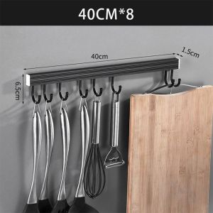 80cm Household Wall-mounted Shelf Kitchen Bathroom Hook Free Punch Towel Kitchen Utensil Organizer
