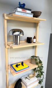 Multi-Purpose Wooden Detachable Rack Organizer Floating Shelves Space-Saving Storage Display Stand for Home Office Kitchen or Living Room Easy to Assemble and Durable Design