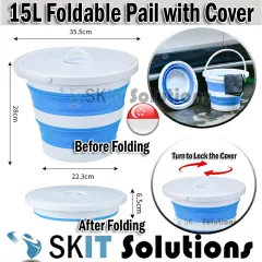 Round Collapsible Plastics Fishing Bucket,Foldable Water Tub with