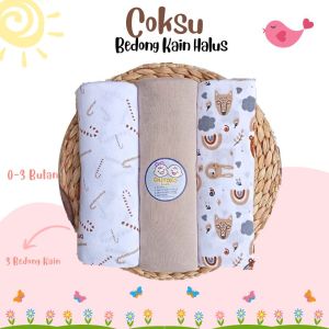 Bedong Bayi Bahan Kaos 3 Pcs Cokelat Series 110 x 90