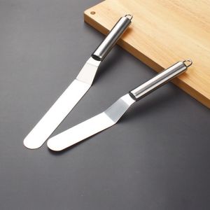 ที่ปาดเค้กสแตนเลสแบบงอ แบบตรง ขนาด 6 8 10 และ 12 นิ้ว ที่ปาดเค้ก ที่แต่งเค้ก