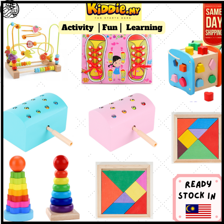 KIDDIE Wooden Educational Toys Kids Montessori Building Blocks Early ...