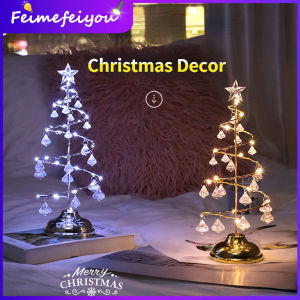 led Christmas tree fairy light crystal table lamp gift 2024 xmas home decoration items night lights for bedroom party christmas decorations warm white AAA operated