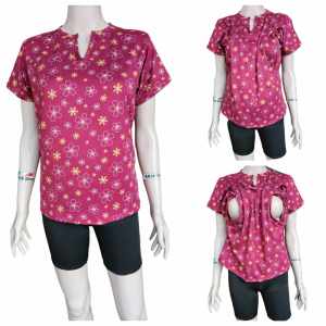 Kylie Nursing Breastfeeding Blouse Side Opening with Easy Nursing Access 100% Stretchable
