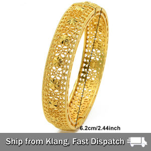 Hot Sale 24K Gold-Plated Bracelet/Dubai/Japan Wedding Jewelry/Hollow-Out Antique Lace/Open-Ended High-End Design