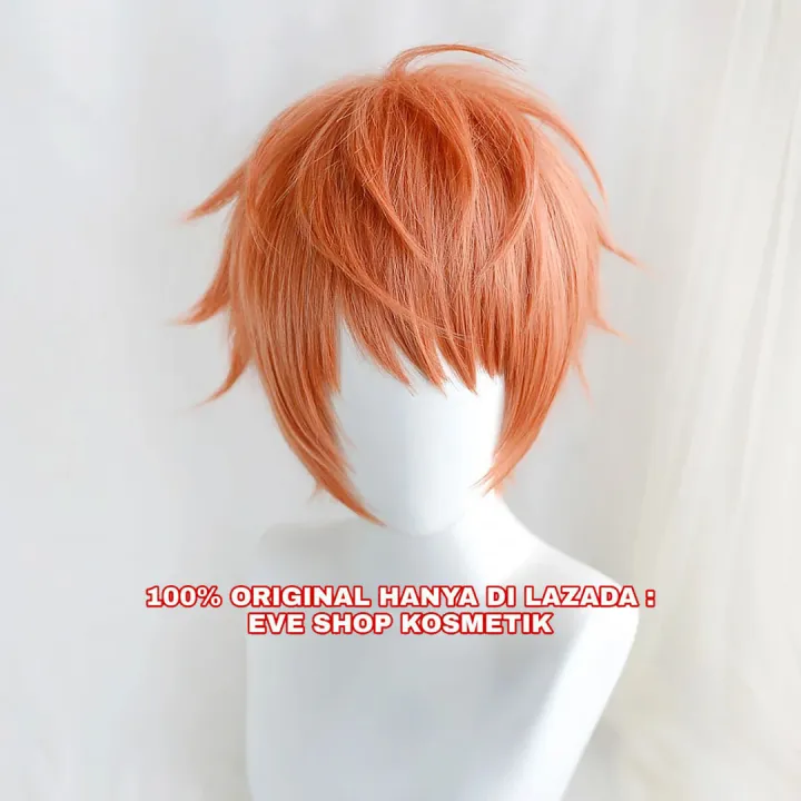 READY STOCK STYLED - WIG RIO MASON BUSUJIMA WIG COSPLAY ANIME HYPNOSIS MIC : DIVISION RAP BATTLE - RHYME ANIMA WIG COWO COWOK PRIA LURUS PENDEK ORANGE PONI DEPAN PONI LEMPAR