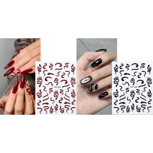 Snake Nails Art Stickers Black Snake Nails Decals Manicure Accessories Self-Adhesive Nail Sticker Nails Art Decoration