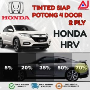 Honda HRV 4 Door Tinted UV 99% Hitam(Gelap 30% 50% 65% 80% 95%) Siap Potong / Car Tinted / Tinted Kereta