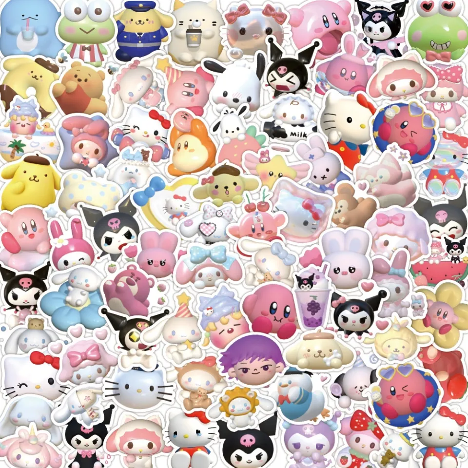 50Pcs kawaii kuromi stickers cute hello kitty sticker for laptop phone case  girls sanrio my melody anime stickers kids toys