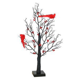 Vintage Glowing Tree with Cardinals with Red Berry LED Tree Light LED Christmas Red Berry Tree Light for Halloween Christmas