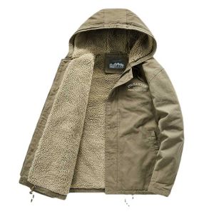 SUPERLI Mens Cargo Winter Jackets Fleece Lined Wool Thermal Outwear Coats Thick Windbreak Top Clothing For Male