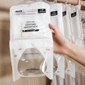 Dehumidifier Moisture Absorber - Charcoal Deodorizer Can & Hanging Pouch Bag Refill for Cabinet Wardrobe