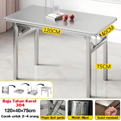 Meja Lipat Stainless Meja Makan Meja Lipat Makan Stainless Meja Belajar Meja Pelatihan Serbaguna Meja Kantor Besi