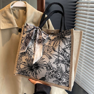 High-end large-capacity canvas bag new fashion commuter shopping bag handheld shoulder tote bag gift bag