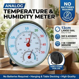 Indoor Analog Thermometer Hygrometer Temperature and Humidity Monitor Gauge for Home Office Bedroom Nursery Greenhouse and Daily Use