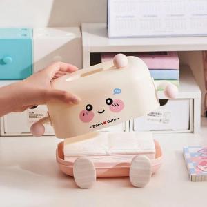 Hộp khăn giấy để bàn hình biểu tượng cảm xúc hoạt hình dễ thương giá đỡ điện thoại đa năng
