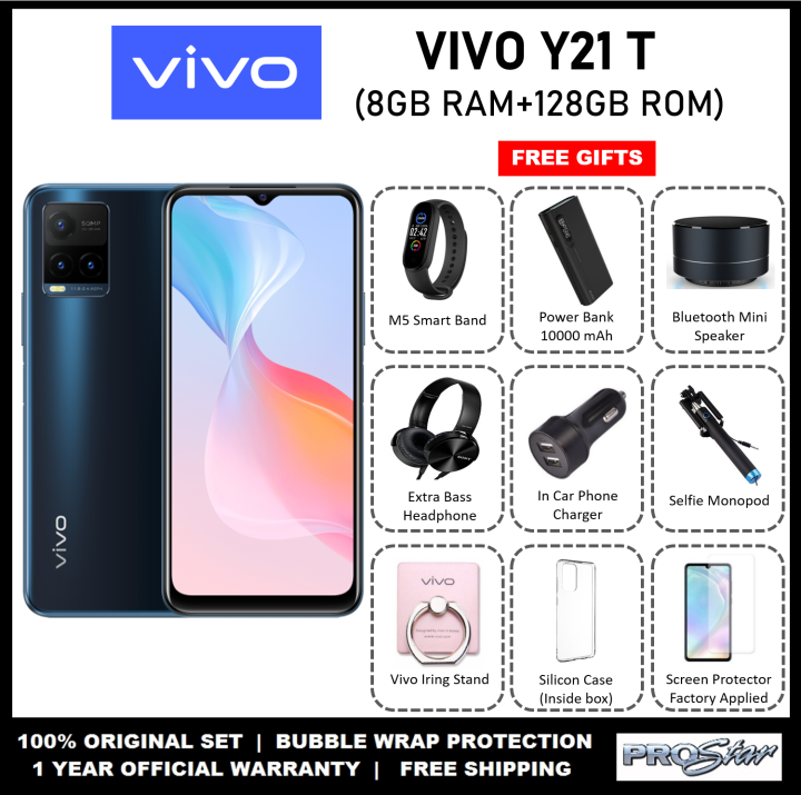 New] Vivo Y21T (8GB RAM+128GB ROM) Smartphone Year Warranty by