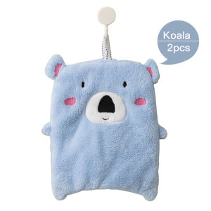 [2pcs/set] Panda Koala Hand Towel Super Absorbent Towel Thickened Hand Towel Coral Velvet Hanging Handkerchief 22x17cm/24x18cm