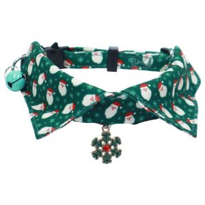 ER52858 with Bell Kitten Christmas Necklace Cute Adjustable Kitten Saliva Towel Christmas Series Decor Soft Kitten Bowties Collar Necklace Christmas