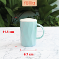 Ly sứ basic Fellia cao cấp có nắp đậy chống bụi 400ml tặng muỗng. 