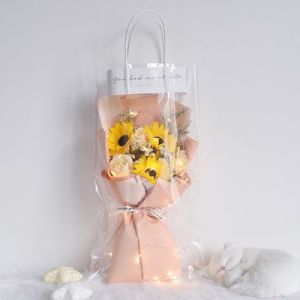 Preserved Baby Breath mix with 6 Soap Rose Flower Sunflower Bouquet | Bunga | Valentine | Anniversary | Birthday