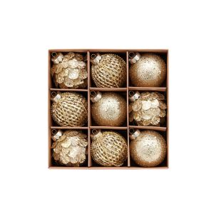 AISHA 9PCS Foam Christmas Ball Ornaments Glitter 8CM Christmas Party Decoration Luxury Lightweight Christmas Tree Decorative Ball New Year