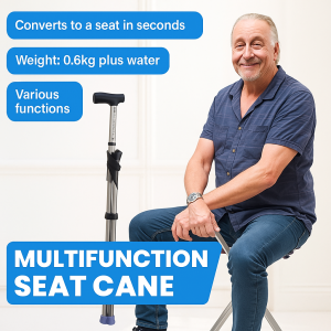 Outdoor Lightweight Foldable Walking Stick Chair Portable Folding Walking Cane Stool Chair For Elderly Lightweight Climbing Handrail