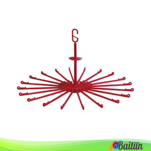 Baitun Jemuran Lipat Baju Bayi Lion Star Maxi GB-21 [20 Sticks] / Gantuangan Baju Hanger Plastik Lipat / Folding Hanger Pakaian Bayi 20 Sticks Biru Merah