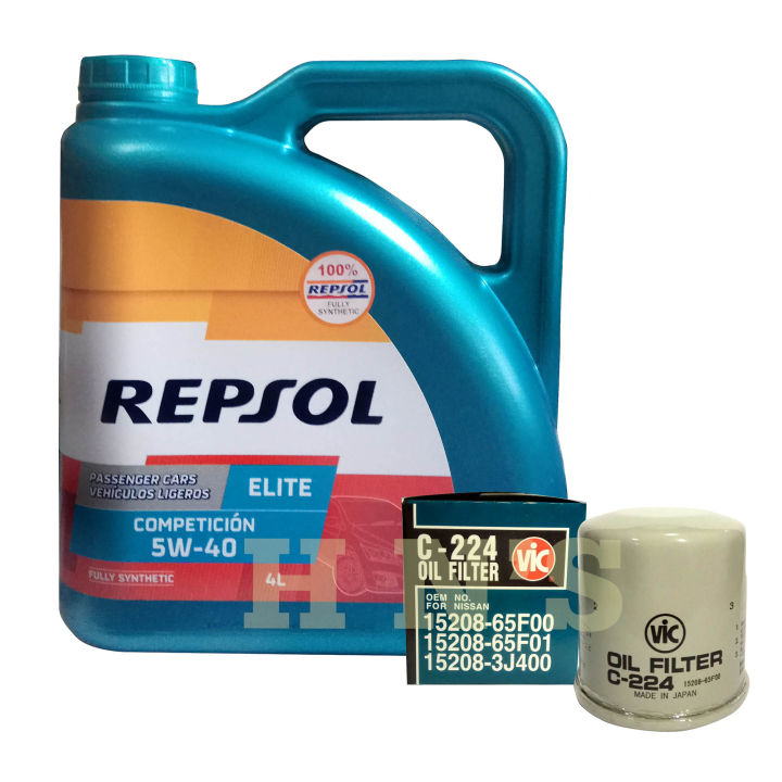 Repsol Elite Competicion SAE 5W-40 Fully Synthetic Oil Change Package for  Nissan Almera / Nissan Juke / Nissan Serena / Nissan Sylphy ( 2008 - up ) /  Nissan Sentra ( 2000 
