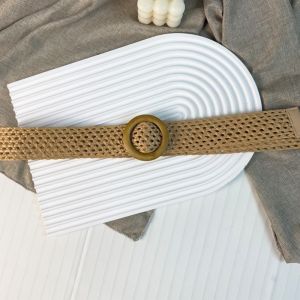 AODDO Làm thủ công Thắt lưng phong cách Bohemian Khóa hình tròn Lưới dệt Thắt lưng bản rộng Thời trang Đan rỗng Thắt lưng bện Phụ kiện trang phục