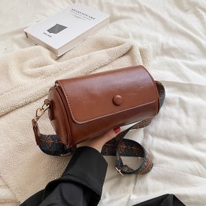 IELGY Retro pu Female Bag All-Match Broadband Shoulder Messenger Bag Texture Casual Simple Cylinder Bag