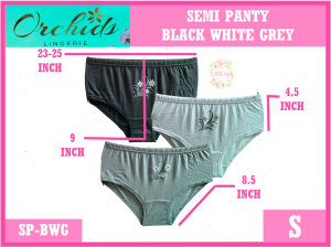 ORCHIDS SEMI HALF DOZEN MID WAIST PRINTED BLACK WHITE GREY COLOR PLUS SIZE MATERNITY LOLA PANTY