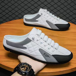 Trendy Korean Style Slip-on Shoes For Men Half Slipper Comfortable Flat Soft Rubber Bottom Slip ons