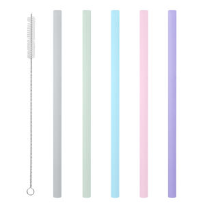 ZHUNIEDU Reusable Silicone With Cleaning Brush Milkshake For Birthday Wedding Drinking Straws Bar Tool Party Supplies Tableware