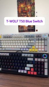 Bàn Phím Cơ Gaming Máy Tính Pc Có Dây Led Rgb T-WOLF T50 Màu Trắng Dùng Cho Vi Tính Laptop Chơi Game Tốt
