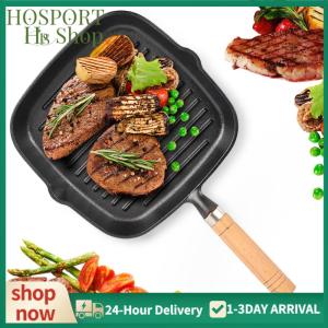 【HPS】 Multi-Use Cast Iron 9.25 Inch Grill Pan Non-Stick for Cooking Steaks and Vegetables