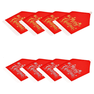 Set Of 4 Christmas Themed Seat Covers Chair Slipcovers Washable Cloth Party Decoration For Home And Office
