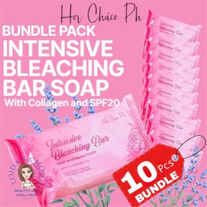 10 PCS INTENSIVE BLEACHING BAR SOAP with COLLAGEN AND SPF20 by HER CHOICE PH Re-Seller Package  (10x120g)