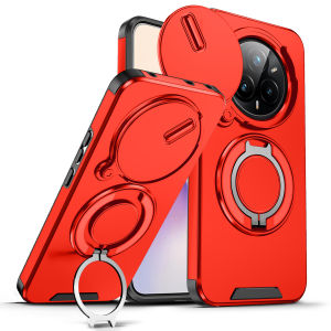 Slide Lens Protection Armor Phone Case For Realme 14 Pro 5G Car Magnetic Ring Holder Cover for OPPO Realme 14 Pro Plus + Funda