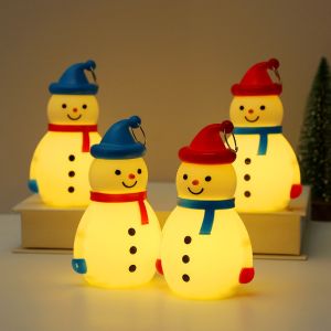 CURRANT Table Lamp Christmas Snowman Lights Battery Powered Luminescence Xmas Tree Hanging Lights Cute LED Snowman Night Light Christmas Ornament