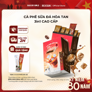 [TẶNG QUÀ] Cà Phê Sữa Đá 3in1 Tiện Lợi - Sáng - Hộp 216g (12 gói) - Cafe Hòa Tan Sữa Đá Ban Me Gold - Rexsun