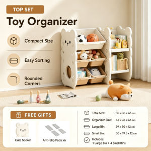Luckybabe Children Storage Shelf Toy Organizer Multi-Layer Design Equipped With Bins Bookshelf For Home Nursery Room Use
