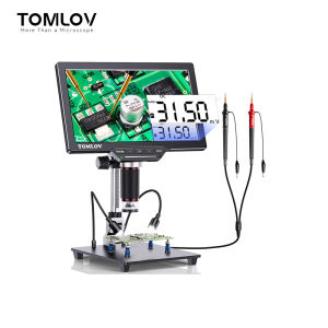 TOMLOV DM202M HDMI Digital Microscope with Multimeter 10.1 inch Soldering Microscope for Adults LCD Microscope for Electronic Repair Upgraded Magnetic Base 16MP Coin Microscope PC Compatible
