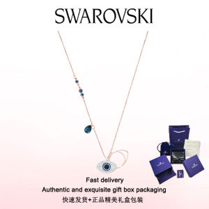 ♈Swarovski♈ Stylish Womens Jewelry The New Rose Gold Mixed Plating Blue Crystal Gemstone Two-tone Evil Eye Pendant Necklace Valentines Day gifts birthday gifts Free genuine gift box