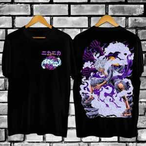 Baju Kaos Distro Pria Motif LUFFY GEAR 5 UNGU / Pakaian Atasan T-shirt Cowok Lengan Pendek Terlaris