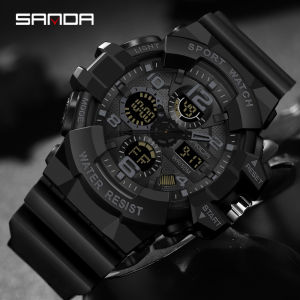 SANDA Men Military Watches White Sport Watch LED Digital 50M Waterproof Watch Men Multifunction Clock