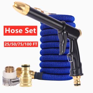 LASAN 25FT/50FT/75FT/100FT High Pressure Car Washing Hose Expandable Magic Hose Garden Watering Telescopic Pipe Hose Flexible Water Hose Water Pump Set Watering Tool