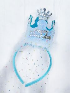 INS Happy Birthday Glitter Crown Net felt hat nonwoven headband birthday party head band accessories Photo prop